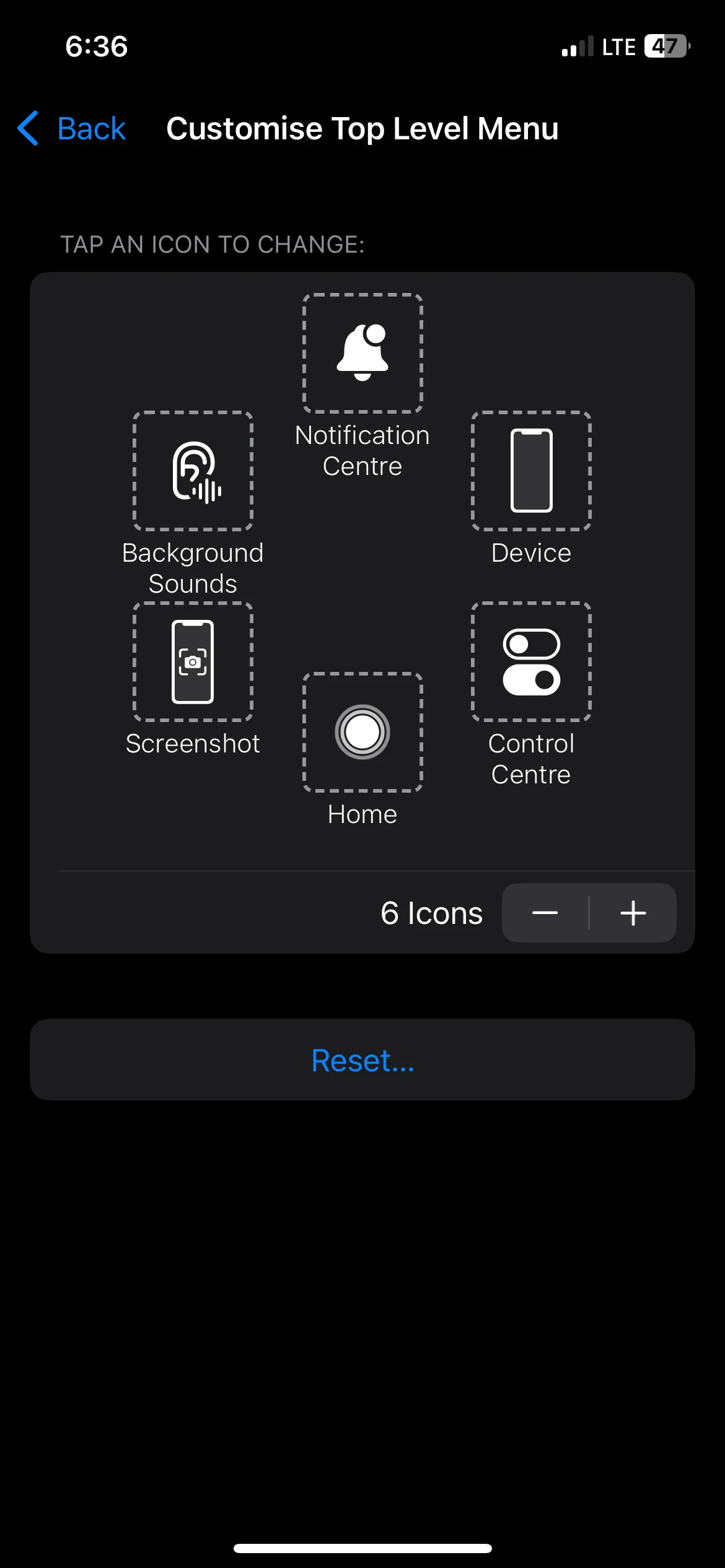 Chọn hành động chụp ảnh màn hình cho nút AssistiveTouch trên iPhone