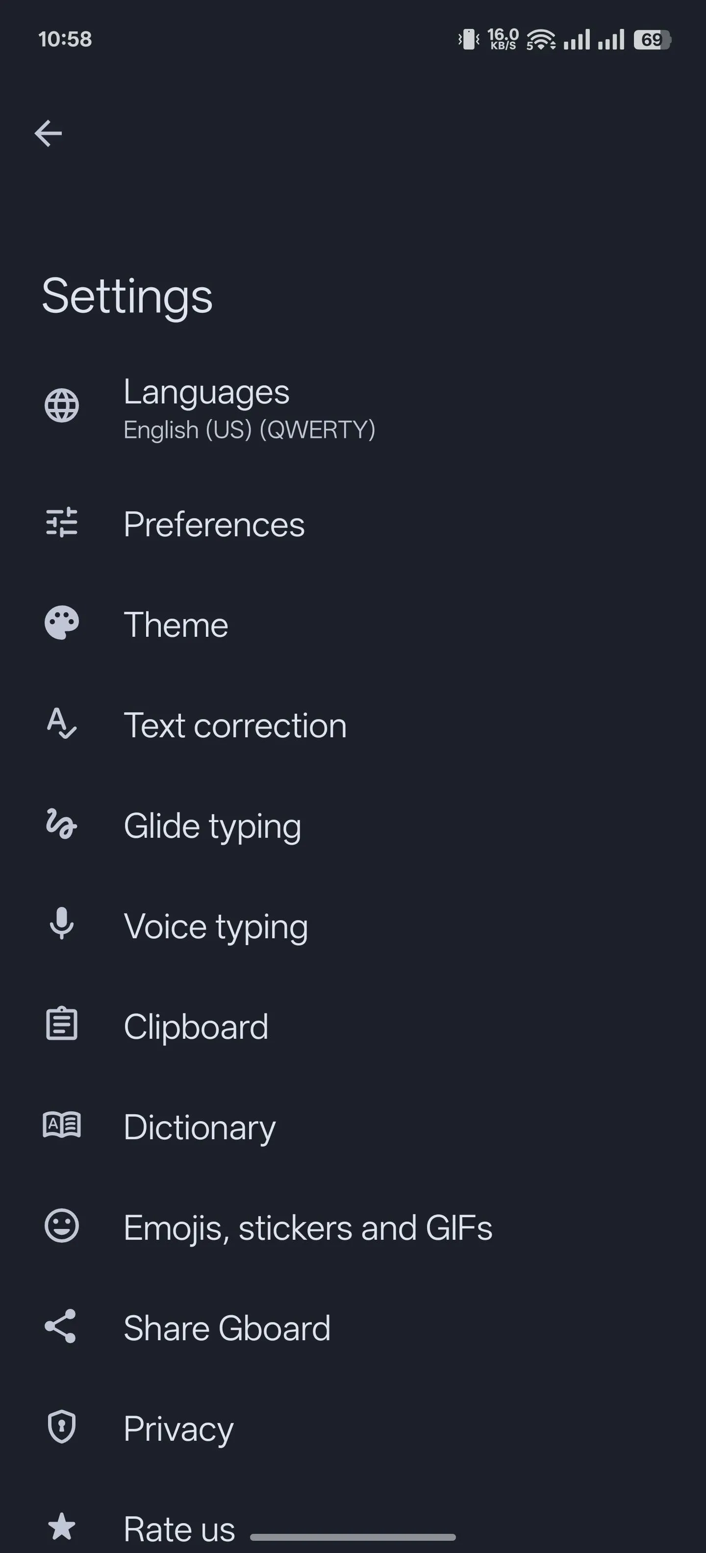 Chọn tùy chọn Bảng tạm trong cài đặt Gboard để lưu ảnh chụp màn hình