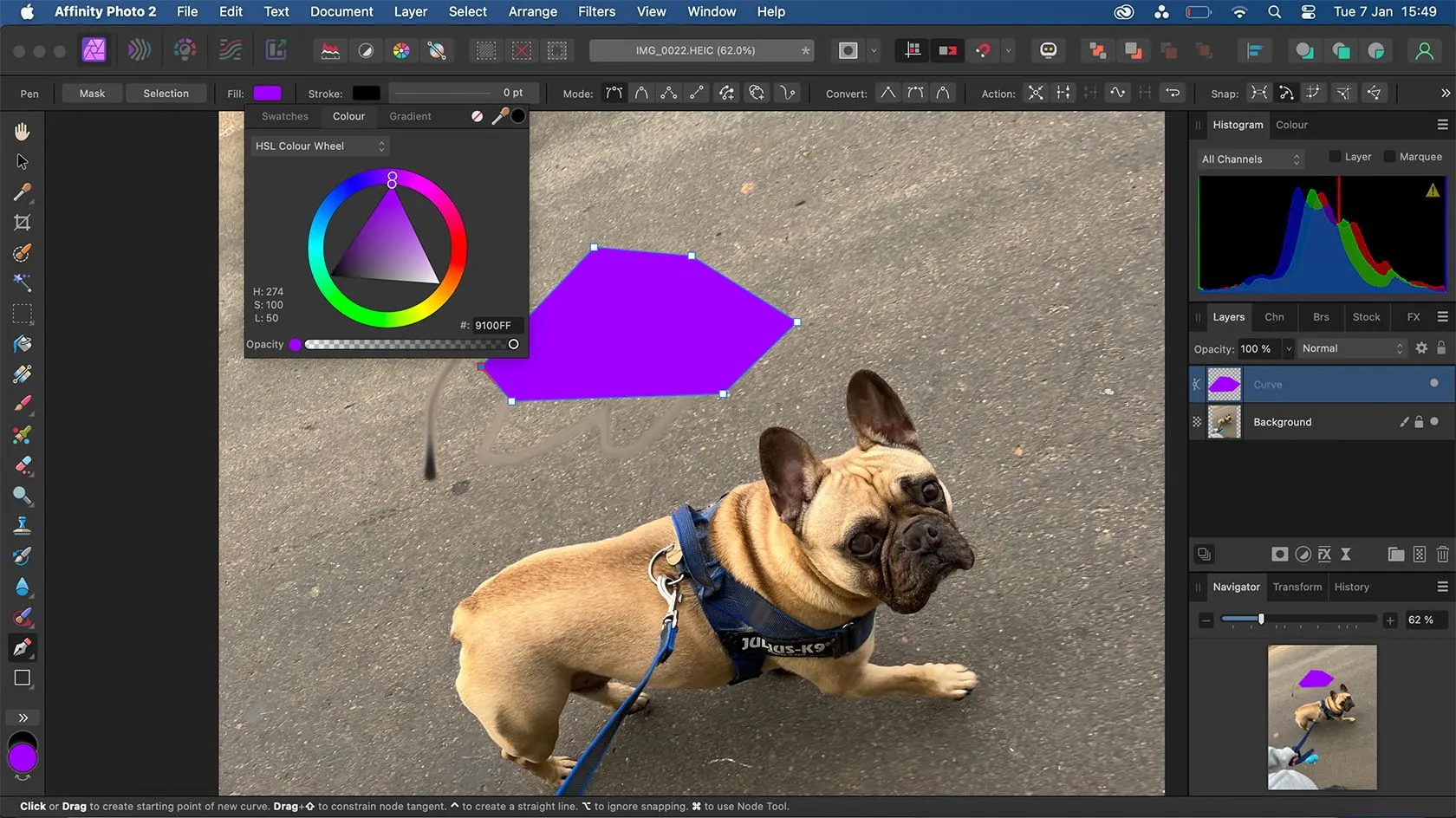 Công cụ Pen Tool trong Affinity Photo để vẽ hình dạng