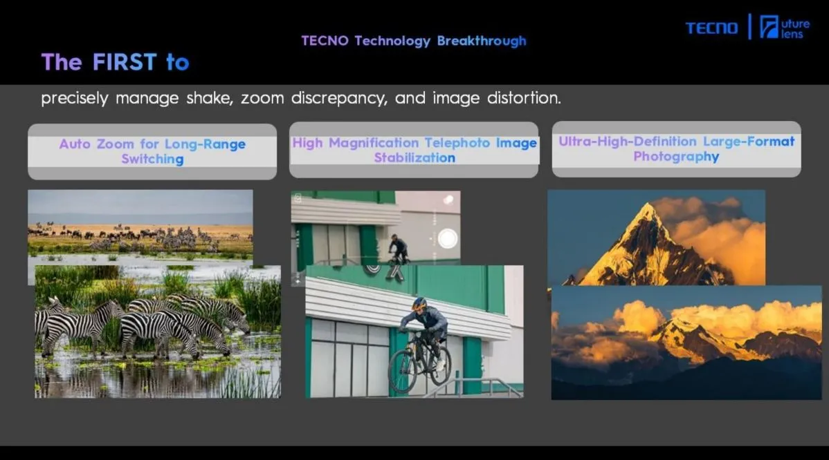 Công nghệ ống kính telephoto Tap Any Zoom Dual Prism mới của Tecno