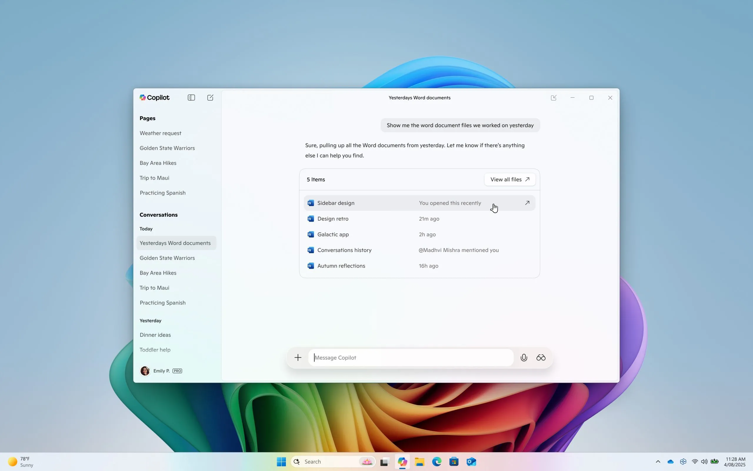Copilot tìm kiếm và truy cập tệp tin trên Windows