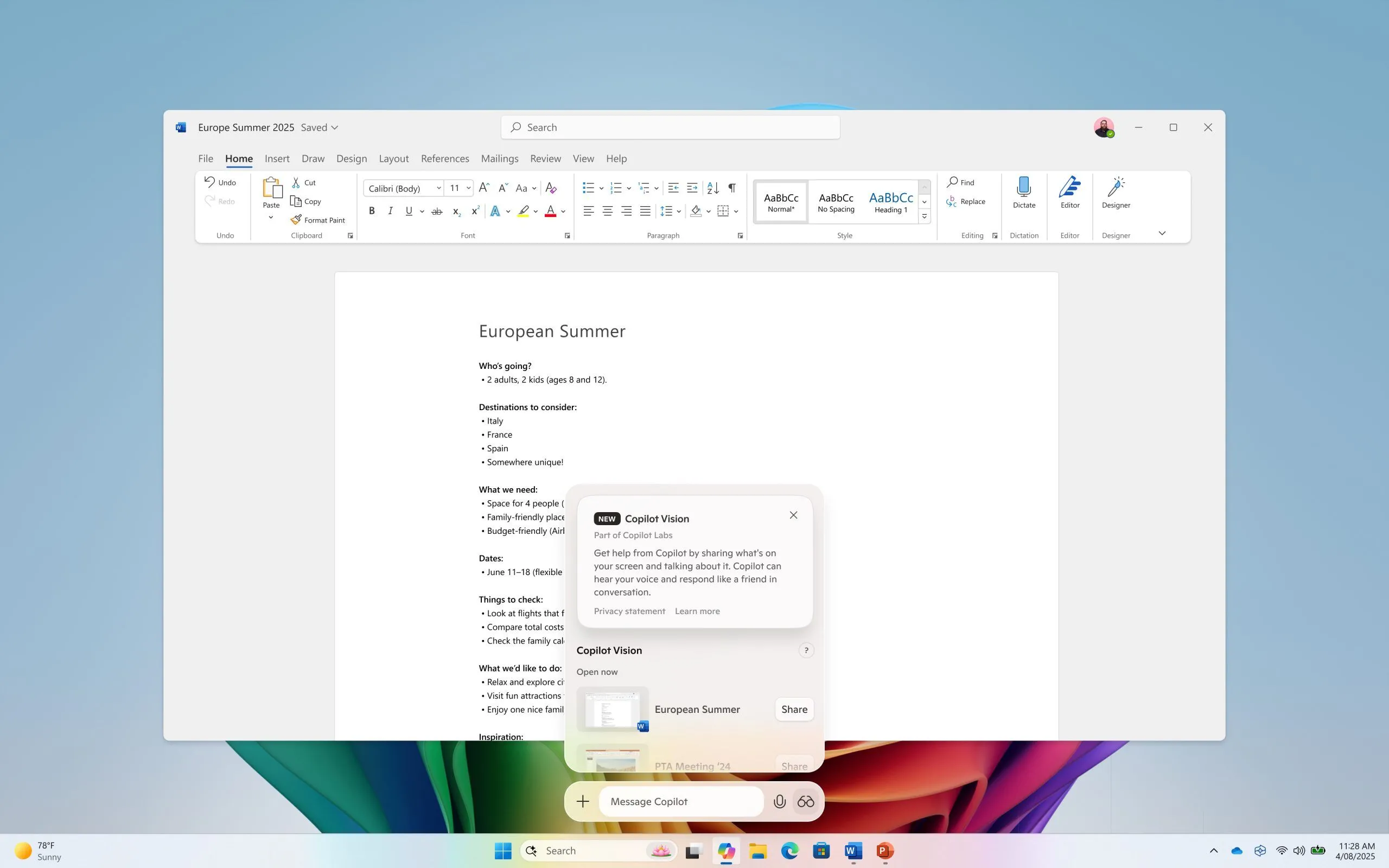 Copilot Vision quét và phân tích nội dung trên màn hình Windows