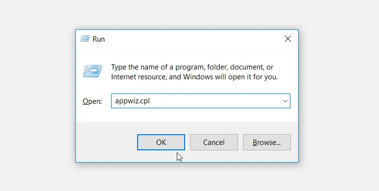Cửa sổ Chương trình và Tính năng trên Windows mở từ lệnh Run appwiz.cpl