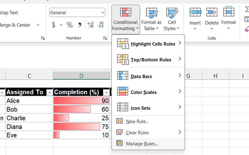 Cửa sổ Conditional Formatting Rules Manager (Quản lý Quy tắc Định dạng Có điều kiện) trong Excel.