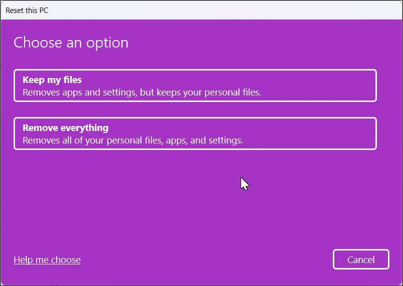 Cửa sổ 'Đặt lại PC này' (Reset this PC) trên Windows 11 cung cấp các tùy chọn đặt lại máy tính về trạng thái ban đầu