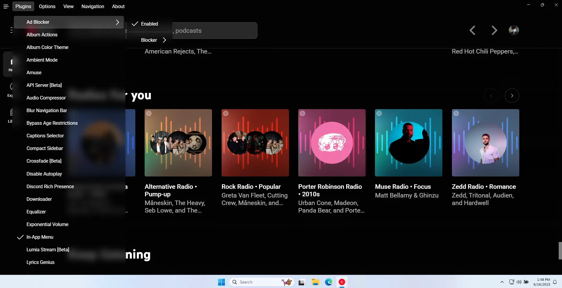 Custom YouTube Music Desktop - Giao diện cài đặt plugin đa năng