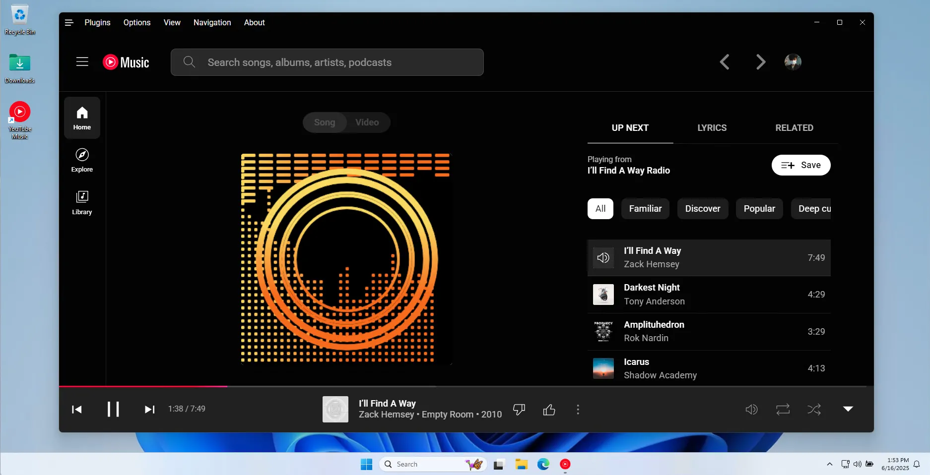 Custom YouTube Music Desktop - Tính năng hiển thị âm thanh trực quan