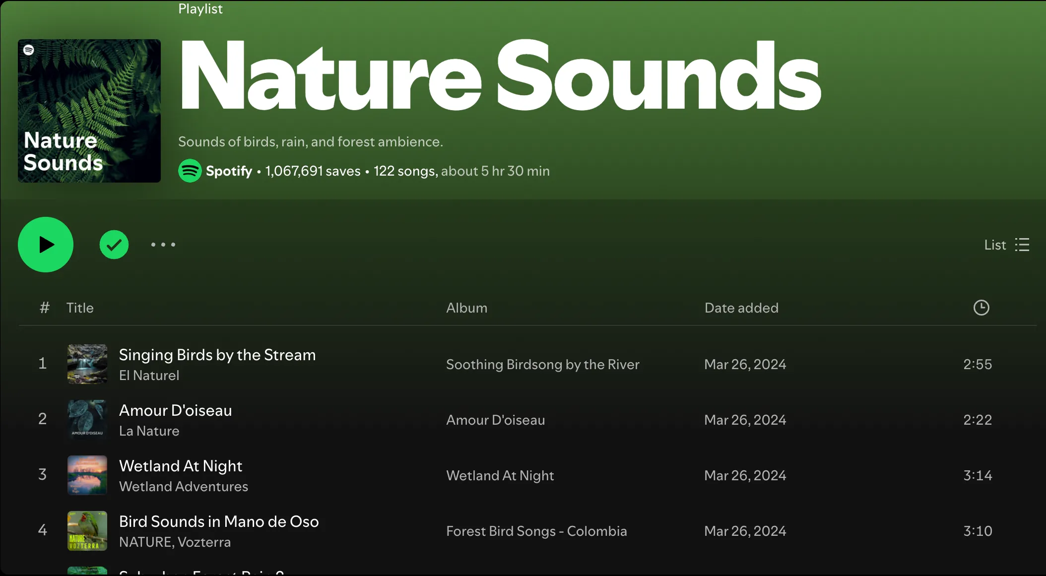 Danh sách phát âm thanh tự nhiên trên Spotify giúp thư giãn và tập trung