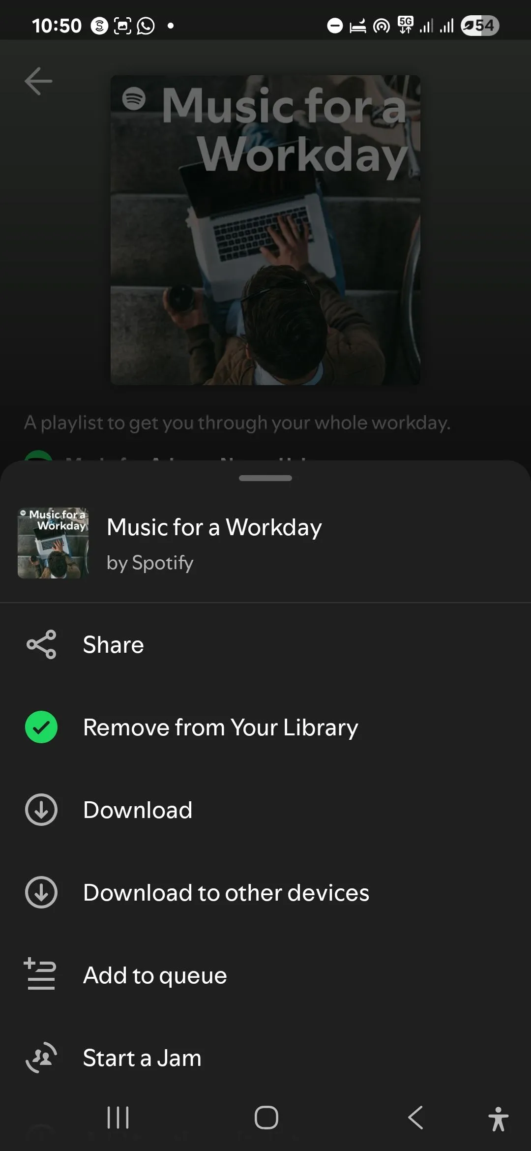 Danh sách phát nhạc Spotify trên Android với tùy chọn tải xuống