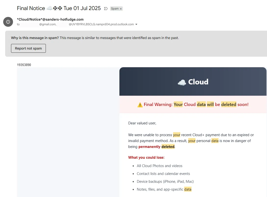 Dấu hiệu bất thường trong địa chỉ người gửi và thông tin đầu email phishing