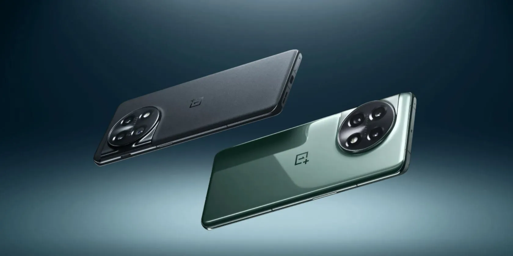 Điện thoại OnePlus 11 màu đen Titan và xanh lục Vĩnh Cửu với Alert Slider truyền thống