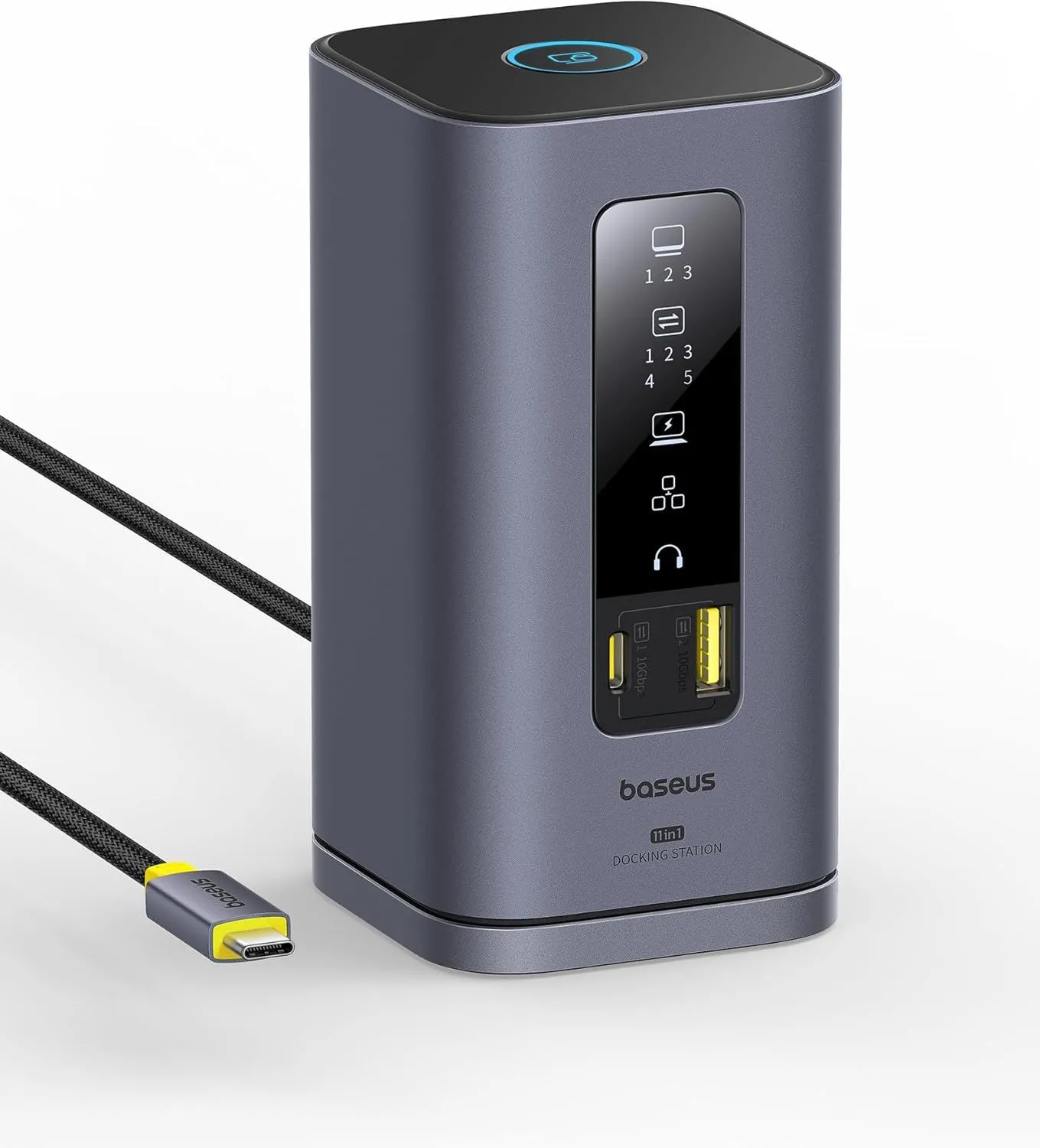 Docking Station Baseus Spacemate 11-trong-1 màu đen từ góc nhìn trên cao
