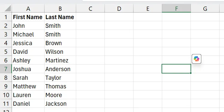 Dữ liệu văn bản đã được tách thành các cột riêng biệt trong Excel