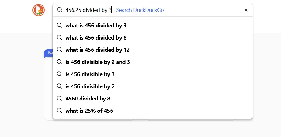 DuckDuckGo không tích hợp công cụ tính toán trực tiếp trên trang kết quả tìm kiếm