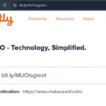 Đường link Bitly rút gọn dẫn đến trang chủ MakeUseOf.