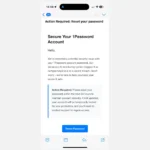 Email lừa đảo giả mạo yêu cầu đặt lại mật khẩu 1Password