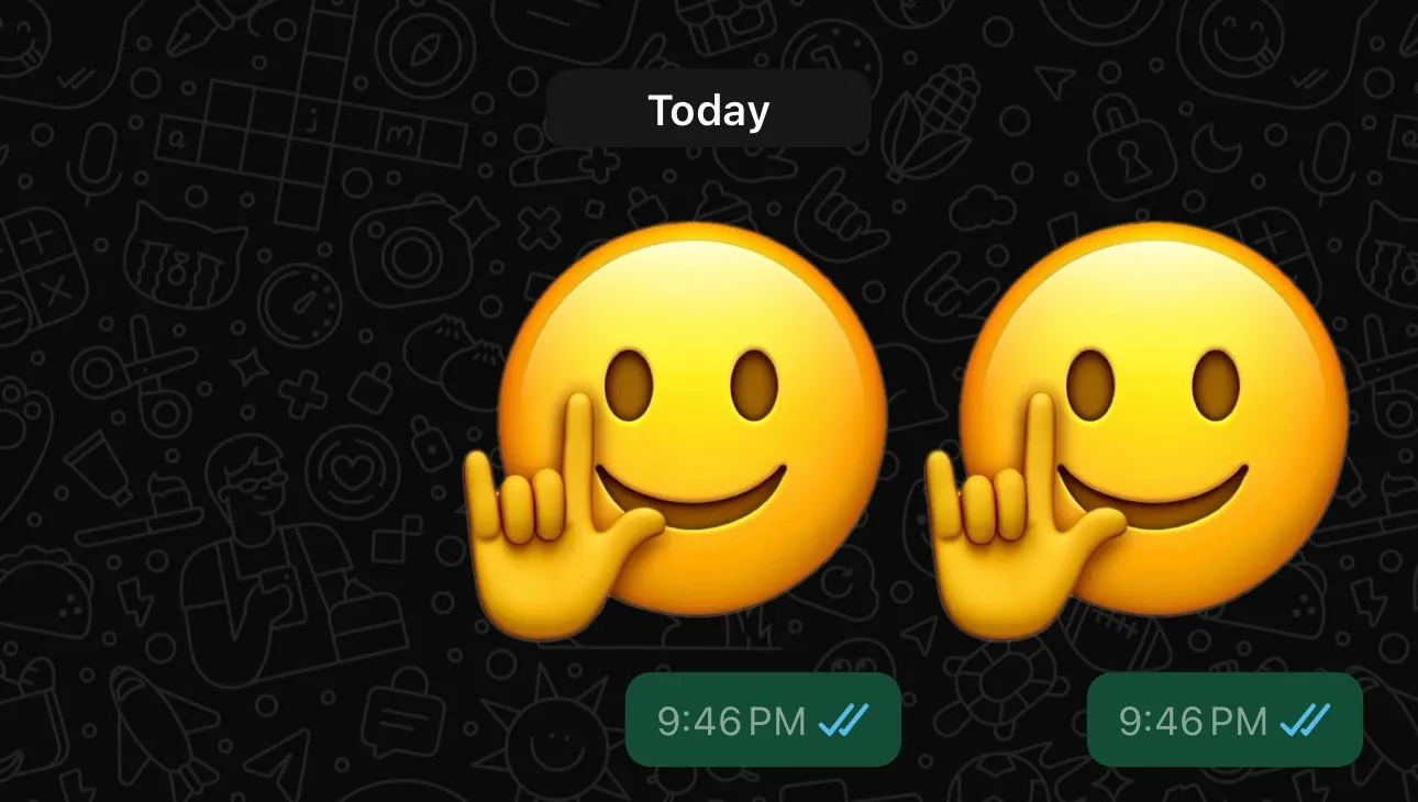 Genmoji hiển thị dưới dạng nhãn dán khi gửi qua WhatsApp, thể hiện hạn chế tương thích.