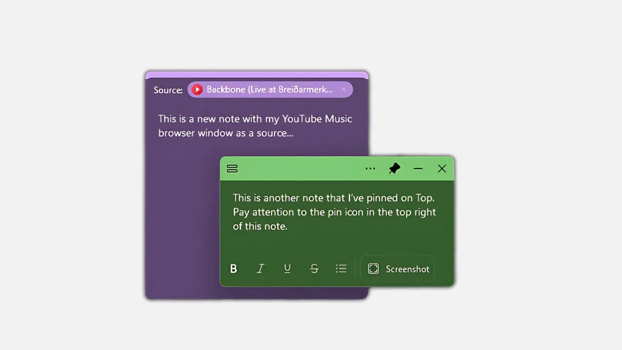 Ghi chú Sticky Notes được ghim trên cùng của các ứng dụng khác trên Windows 11