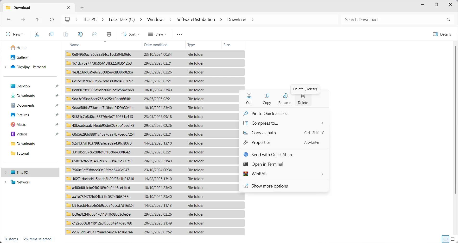 Giải phóng dung lượng từ thư mục cập nhật Software Distribution