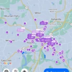 Giao diện bản đồ của ứng dụng Zillow hiển thị các lựa chọn căn hộ cho thuê