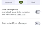 Giao diện cài đặt ẩn nội dung từ ứng dụng khác trong Google Photos