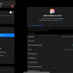 Giao diện cài đặt Apple Intelligence và Siri trên một chiếc iPad
