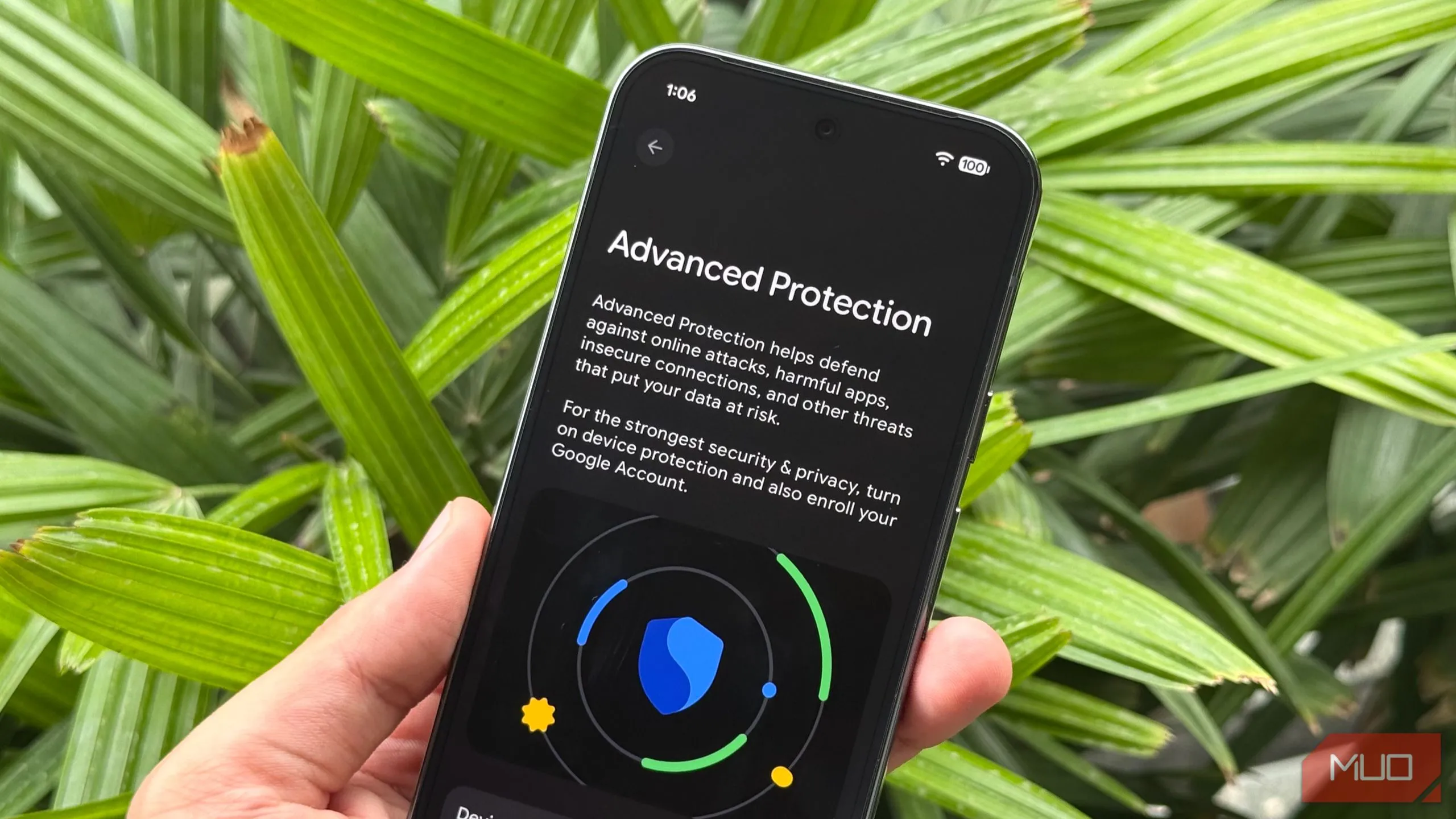 Giao diện cài đặt Chế độ bảo vệ nâng cao trên Android 16, hiển thị các tùy chọn bảo mật cao.