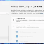 Giao diện cài đặt dịch vụ định vị trong Windows 11