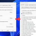 Giao diện cài đặt Hiệu ứng Hình ảnh (Visual Effects) trong Windows 11, hiển thị tùy chọn 'Điều chỉnh cho hiệu suất tốt nhất'.