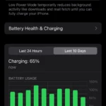 Giao diện cài đặt Pin iPhone với tùy chọn Chế độ Nguồn điện thấp