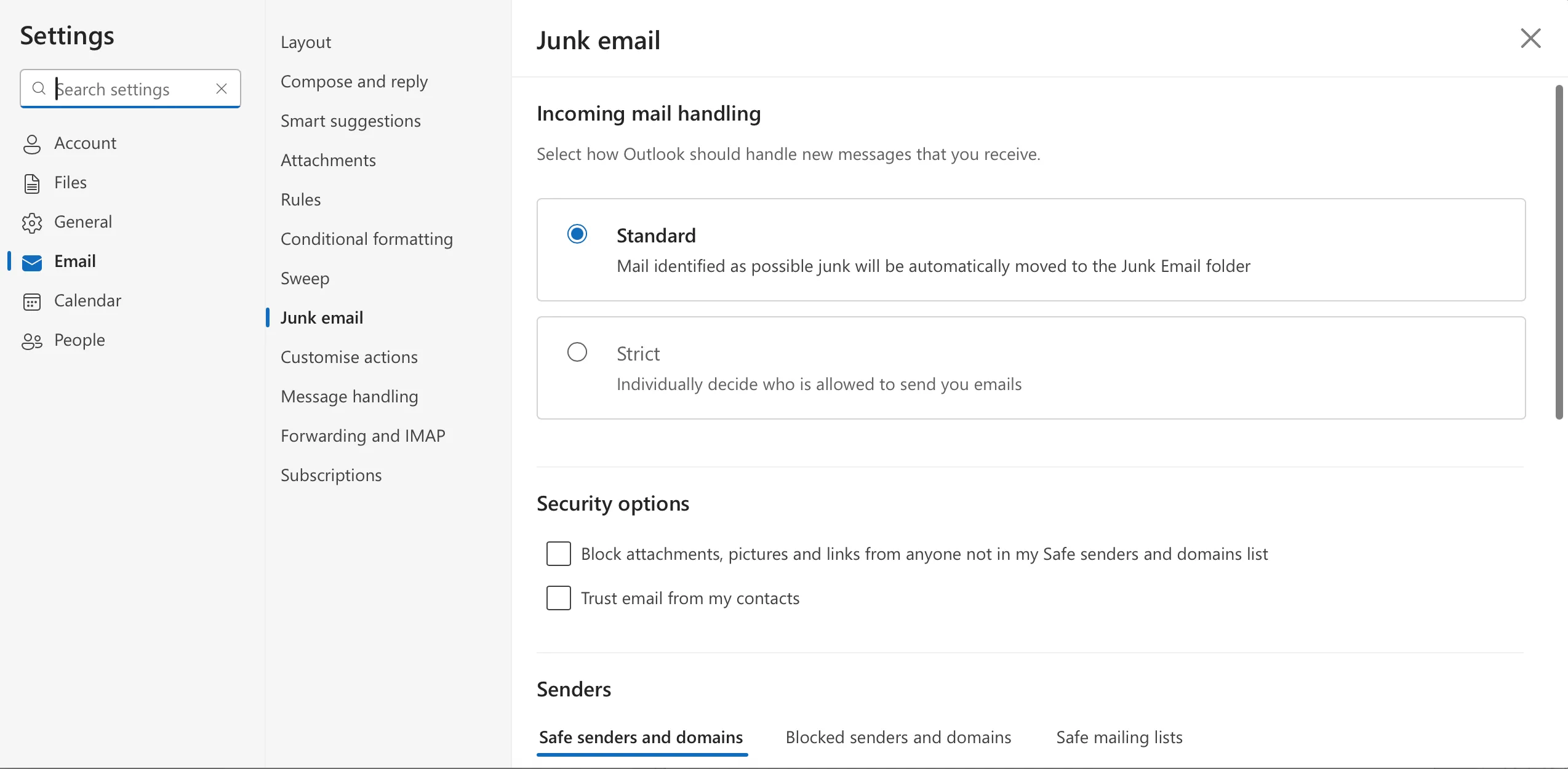 Giao diện cài đặt quy tắc lọc email trong Outlook.