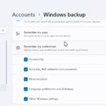 Giao diện cài đặt sao lưu Windows 11, hiển thị tùy chọn đồng bộ và sao lưu dữ liệu với tài khoản Microsoft