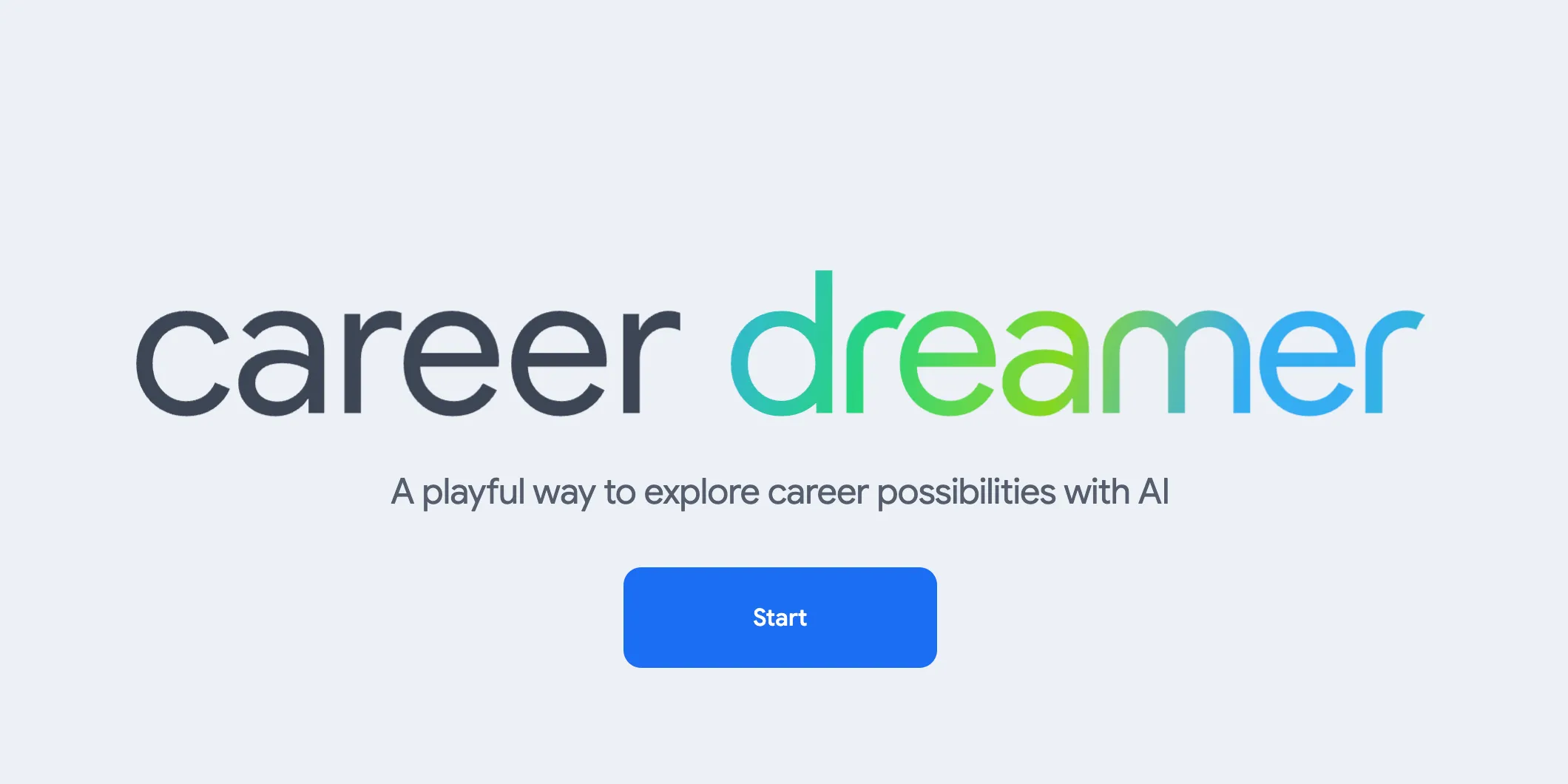 Giao diện chính công cụ Google Career Dreamer hiển thị các mục khám phá nghề nghiệp