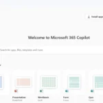 Giao diện chính của ứng dụng Microsoft 365 Copilot với các tính năng AI hỗ trợ công việc