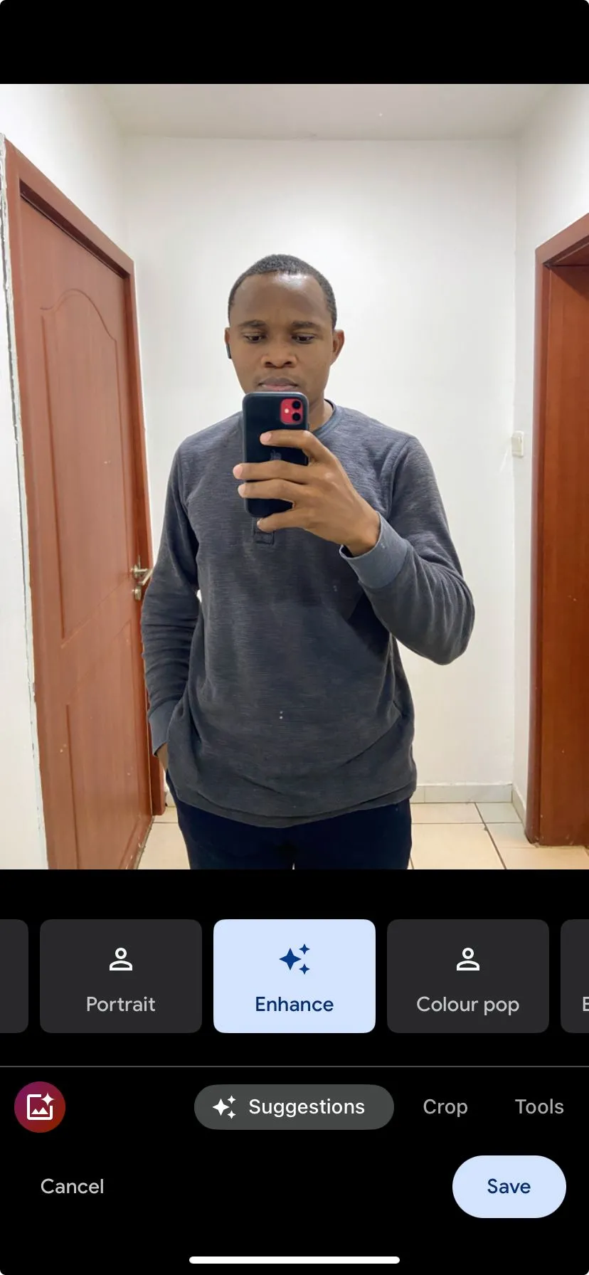 Giao diện chỉnh sửa ảnh trong Google Photos, hiển thị các tùy chọn tinh chỉnh hình ảnh.