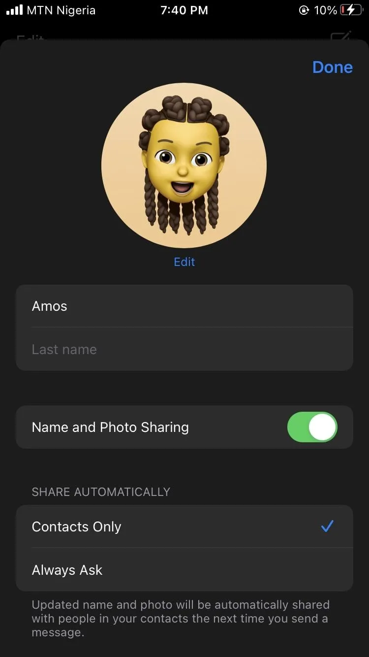 Giao diện chỉnh sửa chi tiết iMessage trên iPhone không hỗ trợ Face ID