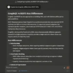 Giao diện Claude AI hiển thị phản hồi chi tiết về GraphQL và REST với phong cách giải thích.