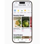 Giao diện Danh mục Công thức nấu ăn của Apple News+ Food trên iPad, hiển thị các công thức được tổ chức khoa học với các tùy chọn tìm kiếm và lọc.