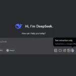 Giao diện DeepSeek với thông báo hạn chế tải lên tệp tin