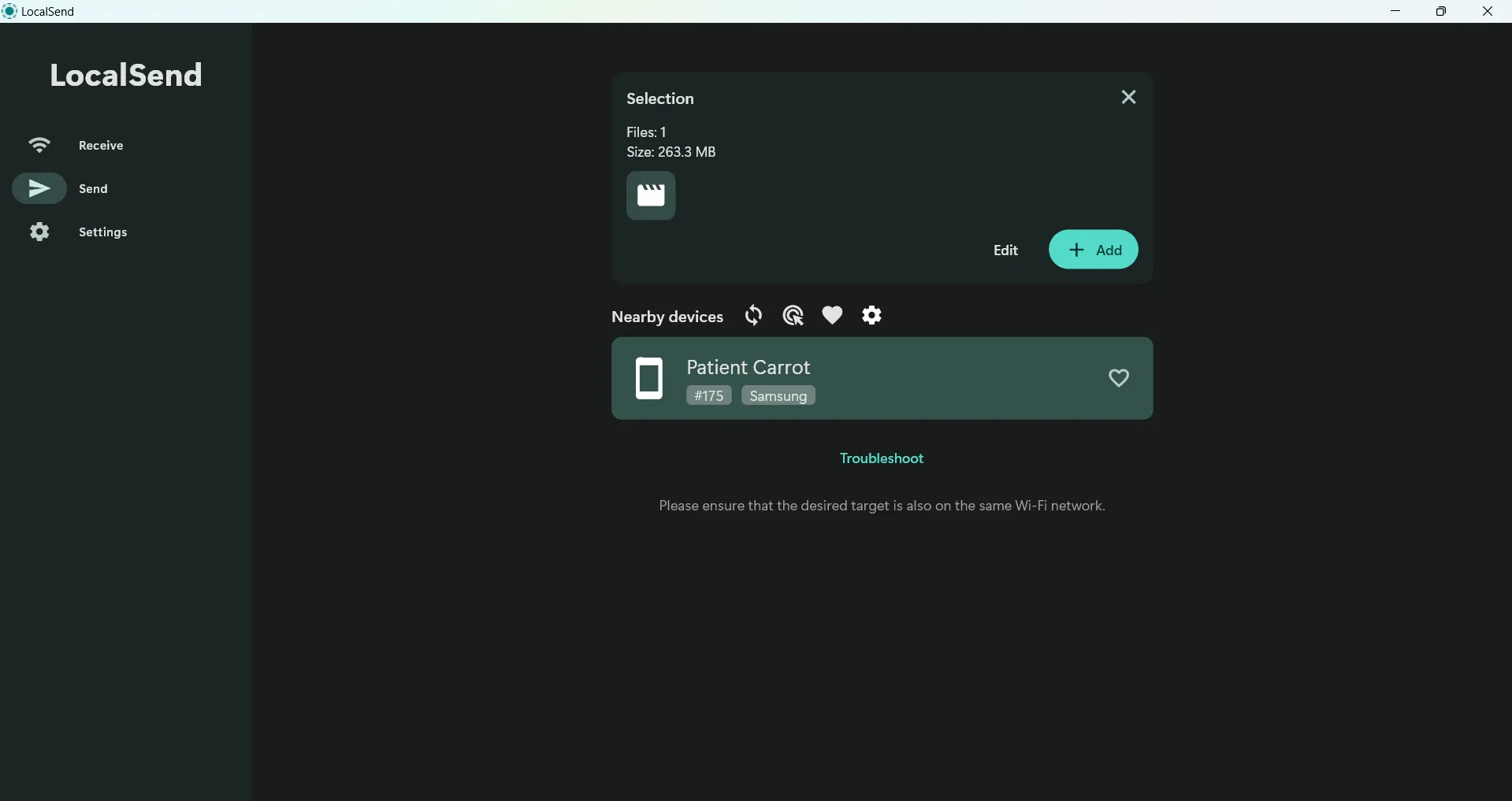 Giao diện desktop của LocalSend, ứng dụng chia sẻ file đa nền tảng