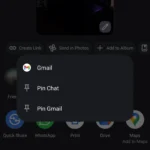giao diện ghim ứng dụng trên menu chia sẻ Android