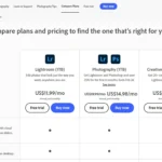 Giao diện gói Adobe Photography Plan trên website chính thức của Adobe.