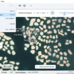 Giao diện Google Earth hiển thị tính năng xem hình ảnh Street View lịch sử qua thanh trượt thời gian.