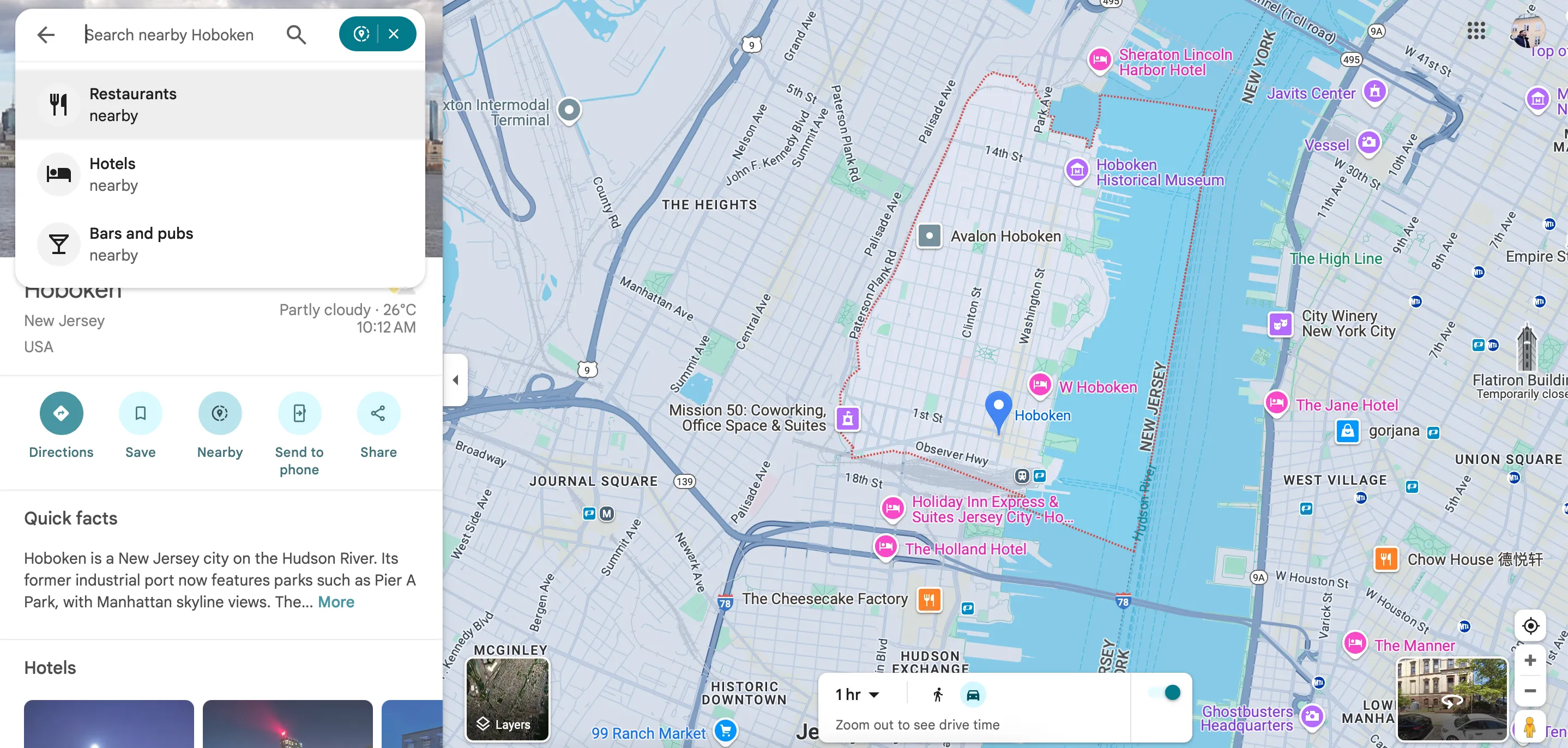 Giao diện Google Maps với tùy chọn &quot;Gần đây&quot; giúp tìm kiếm địa điểm xung quanh vị trí hiện tại.