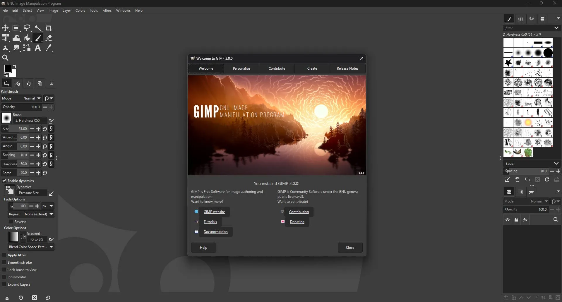 Giao diện hiện đại của phần mềm GIMP 3.0