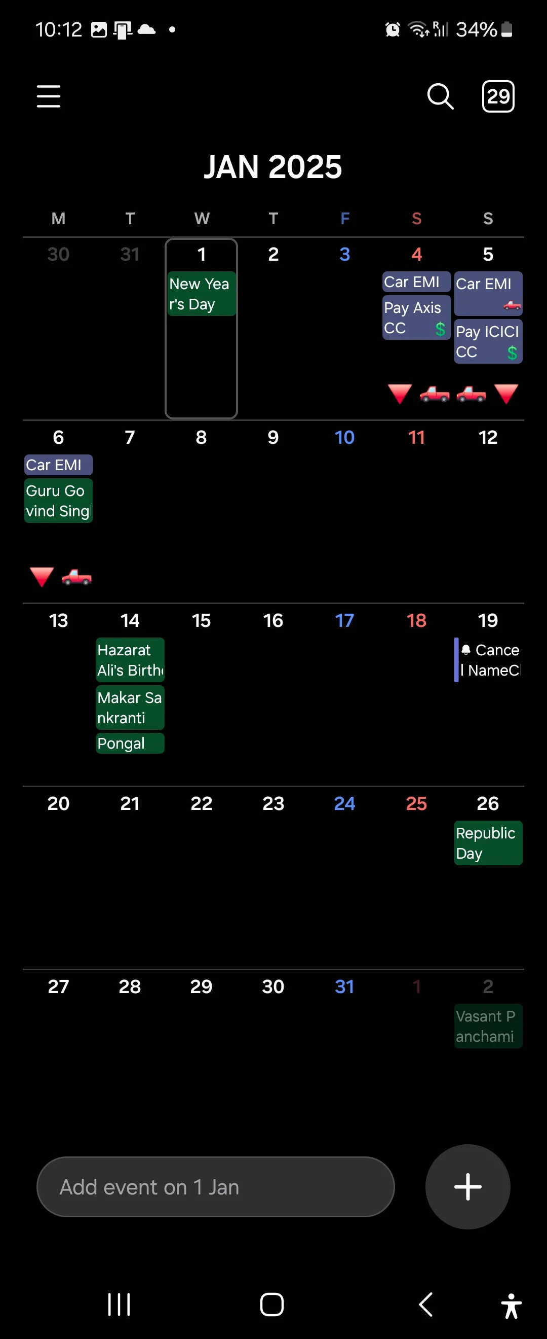 Giao diện lịch Samsung Calendar trên Galaxy Flip 6