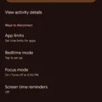 Giao diện lựa chọn Chế độ Tập trung (Focus Mode) trong cài đặt Digital Wellbeing trên Android