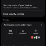 Giao diện menu Cài đặt Bảo mật và Quyền riêng tư trên điện thoại Samsung Android