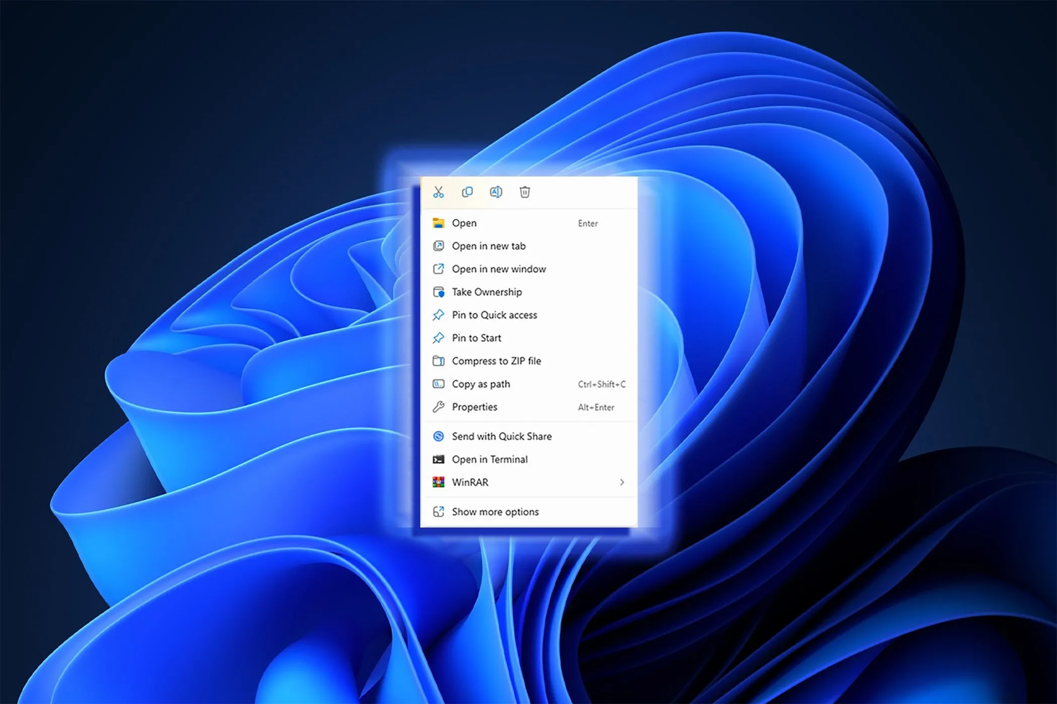 Giao diện menu chuột phải mặc định của Windows 11