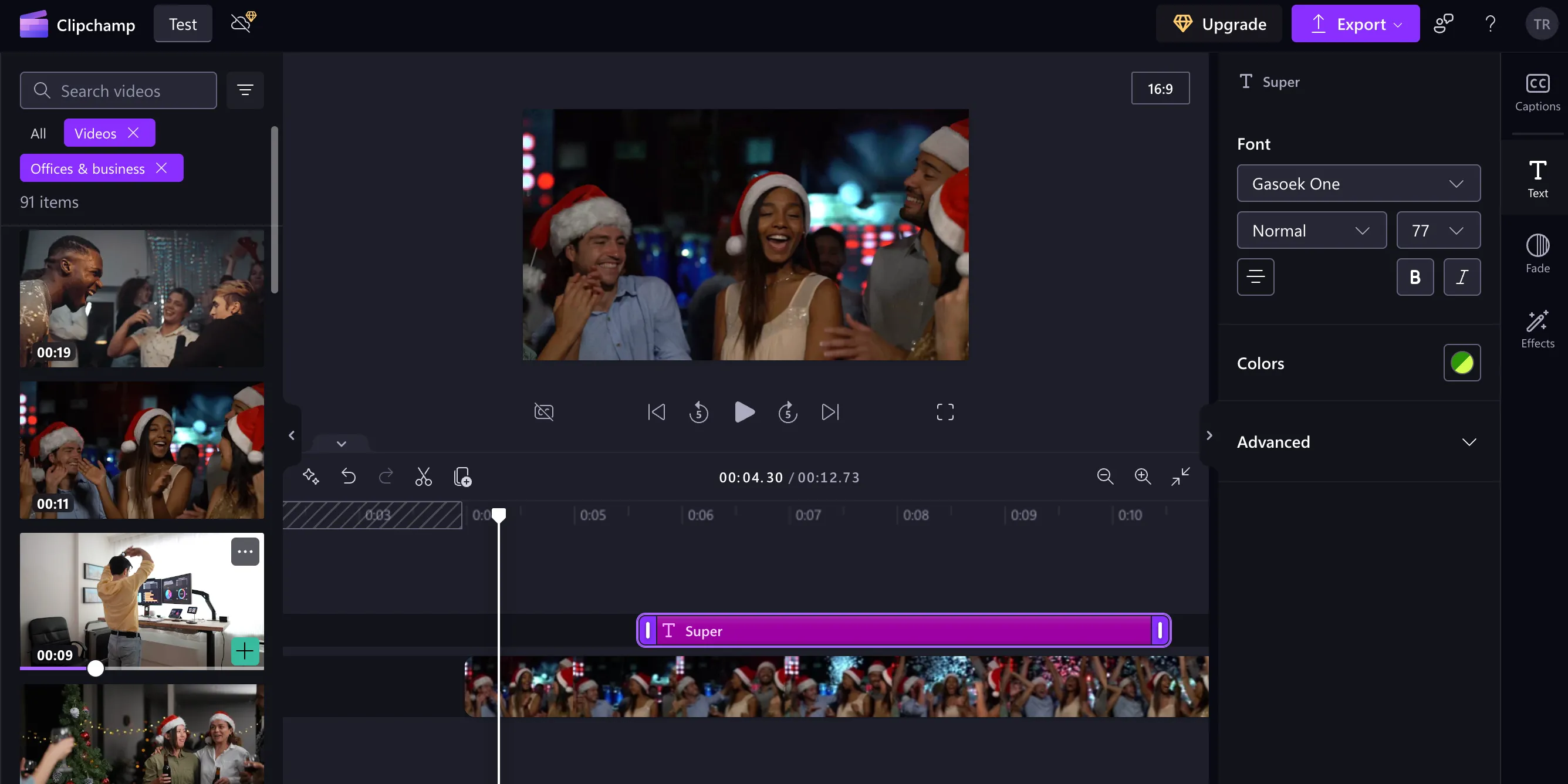 Giao diện Microsoft Clipchamp hiển thị thư viện video stock mới cập nhật